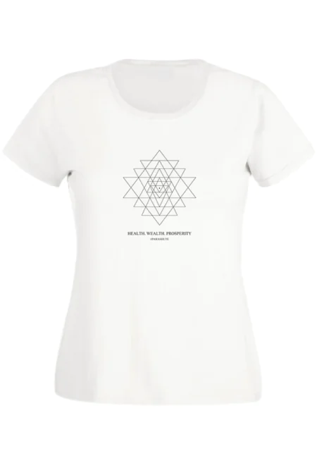 Футболка з принтом Шрі-Янтра — Здоров'я, Багатство та Процвітання для жінок (приталена)